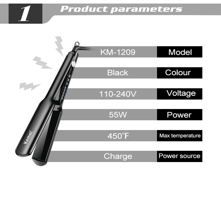 Máy Duỗi Tóc Chỉnh 5 Mức Nhiệt Cao Cấp 55W Kemei Km 1209 - Ảnh 4