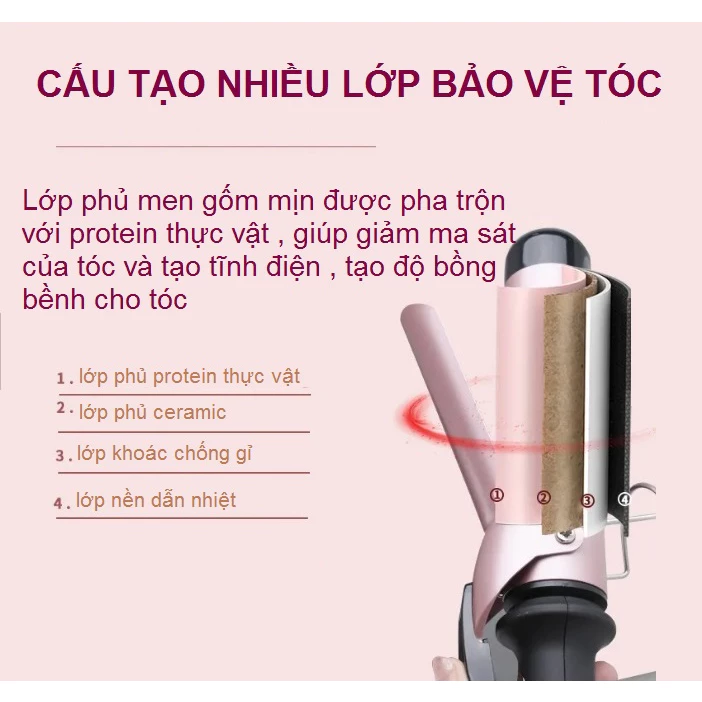 Máy Uốn Trục Phủ Protein Cung Cấp Ion Bảo Vệ Tóc Size 40mm Kemei Km 1717 - Ảnh 3